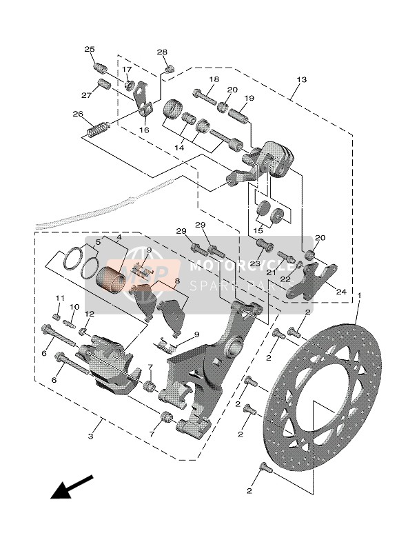 Yamaha TMAX DX ABS 2018 Remklauw achter voor een 2018 Yamaha TMAX DX ABS